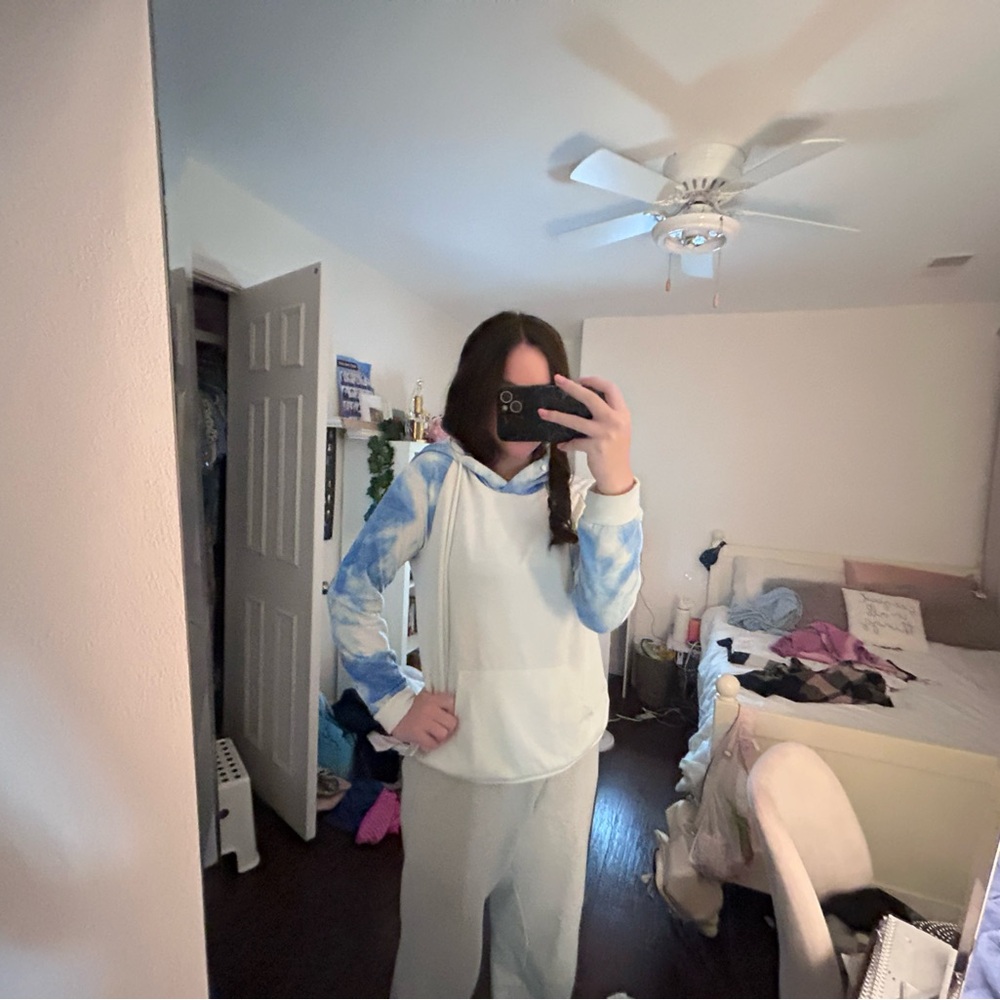 Cute cloud cozy hoodie blue tie dye